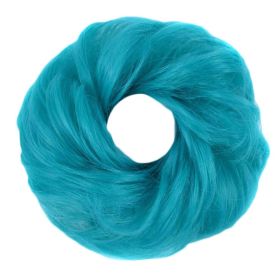Peacock Green Scrunchy Updo Wavy Hair Bun Elastic Synthetic Hairpiece Wig Curly Hair Extension Scrunchies
